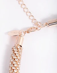 Rose Gold Diamante Tube Necklace