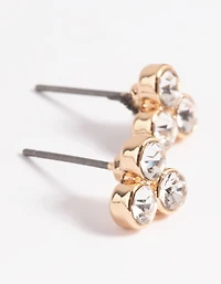 Gold Diamante Stud Earrings