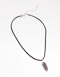 Amethyst Crystal Shard Suede Cord Necklace