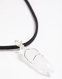 Clear Quartz Shard Cord Necklace