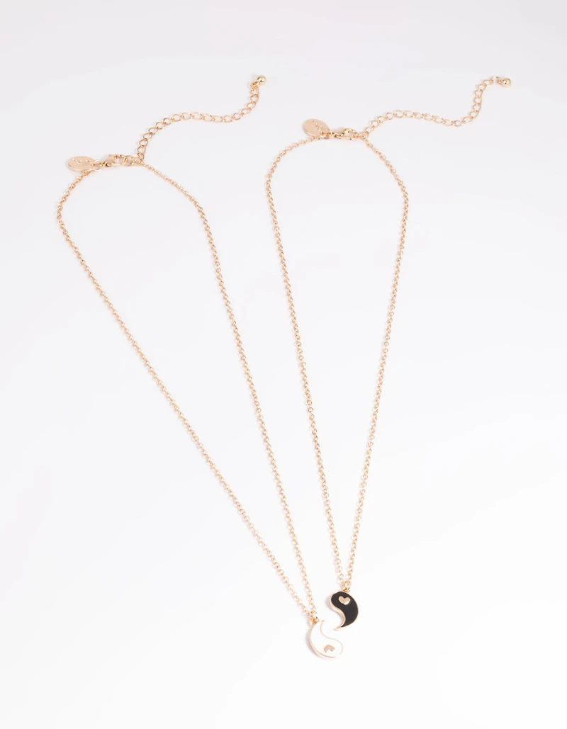 Gold Heart Yin Yang Necklace Pack