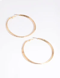 Gold Long Hoop Earrings