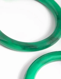 Green Marble Hoop Earrings