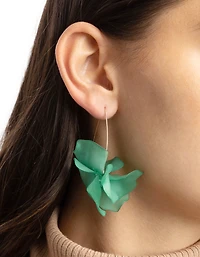 Green Frosted Flower Drop Earrings