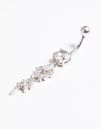 Platinum Plated Titanium Threadless Cubic Zirconia Chandelier Belly Bar