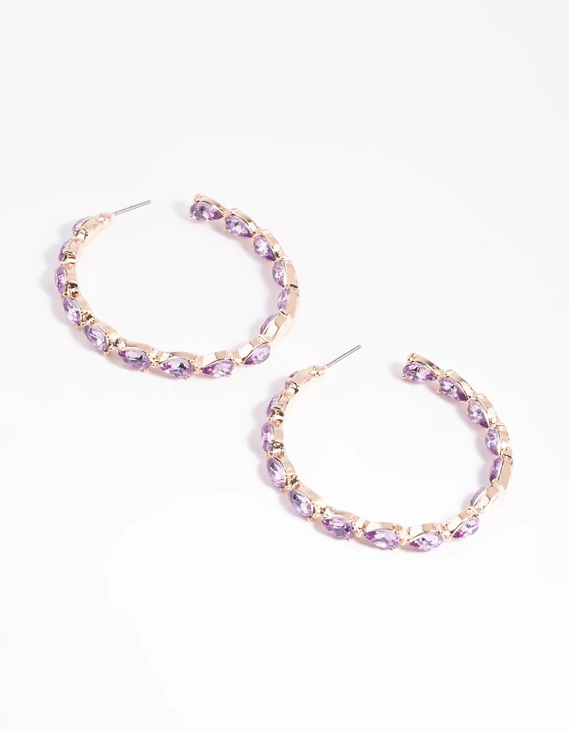 Lilac Pear Stone Hoop Earrings