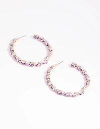Lilac Pear Stone Hoop Earrings