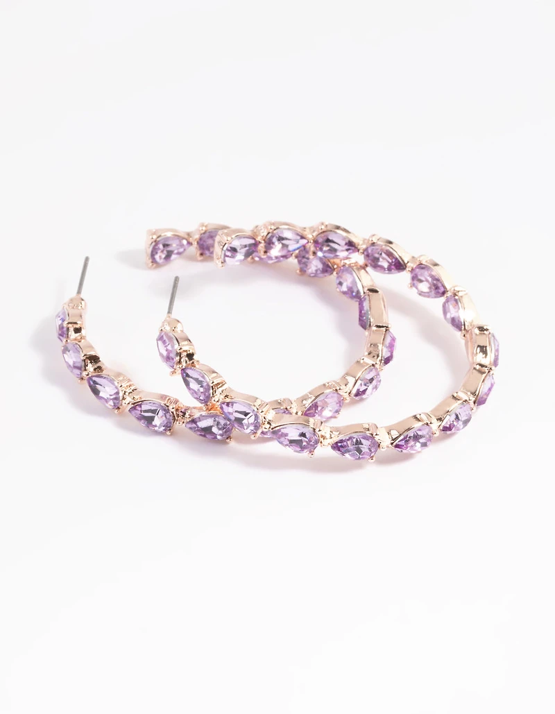Lilac Pear Stone Hoop Earrings