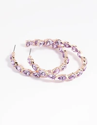 Lilac Pear Stone Hoop Earrings