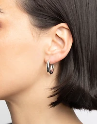 Silver Large Huggie Hoop Earrings