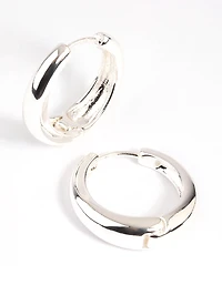 Silver Large Huggie Hoop Earrings