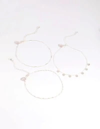 Silver Disc Chain Anklets