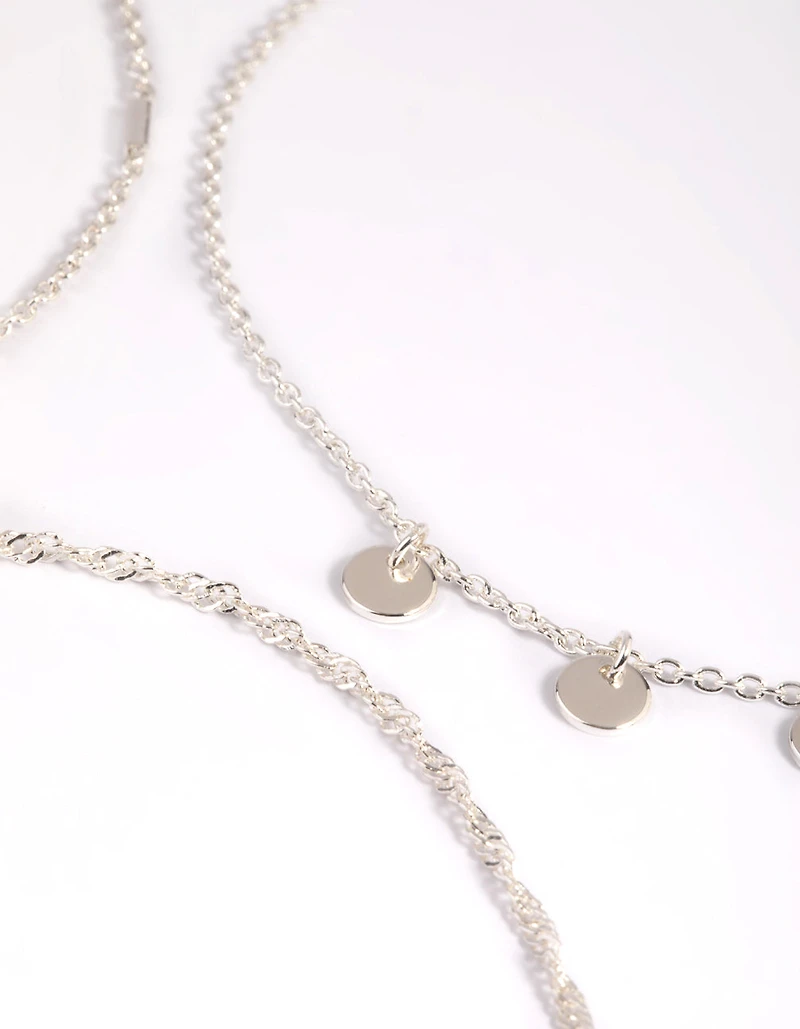 Silver Disc Chain Anklets