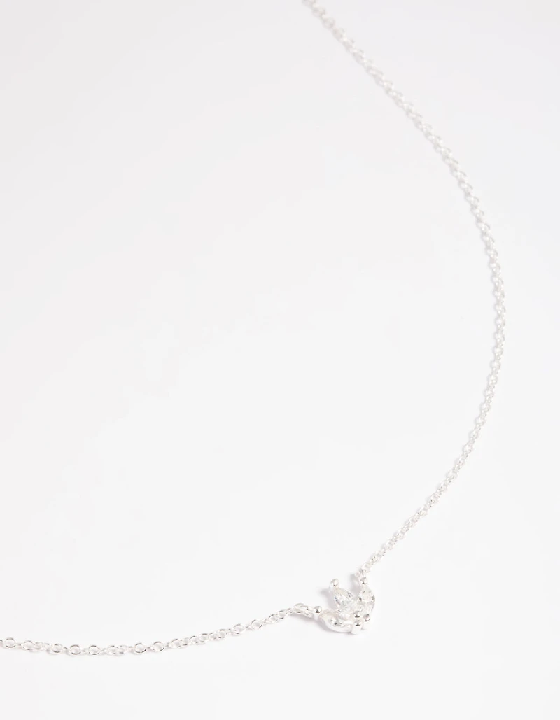 Sterling Silver Cubic Zirconia Lily Pendant Necklace