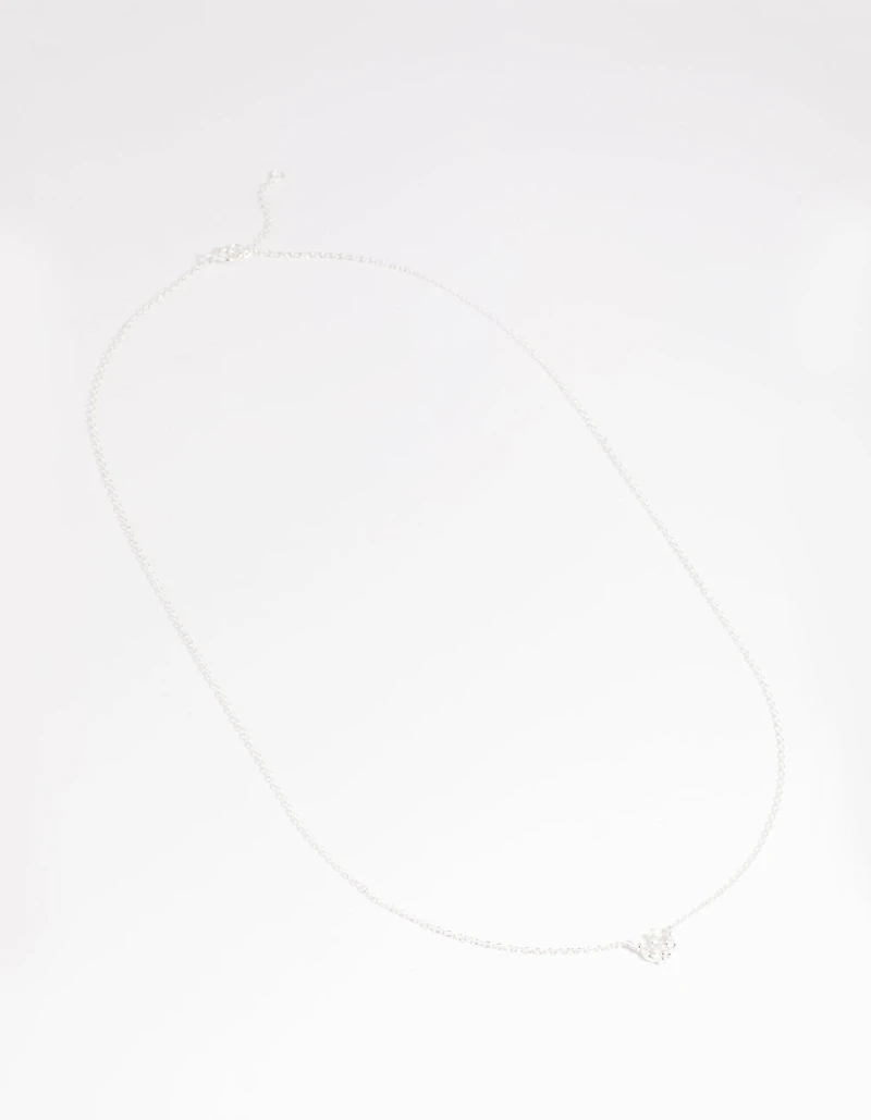 Sterling Silver Cubic Zirconia Lily Pendant Necklace