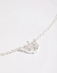 Sterling Silver Cubic Zirconia Lily Pendant Necklace