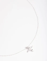 Sterling Silver Cubic Zirconia Marquise Cross Necklace
