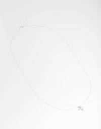 Sterling Silver Cubic Zirconia Marquise Cross Necklace