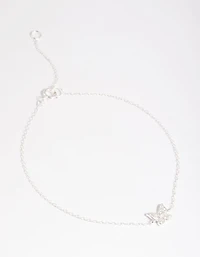 Sterling Silver Cubic Zirconia Butterfly Chain Bracelet