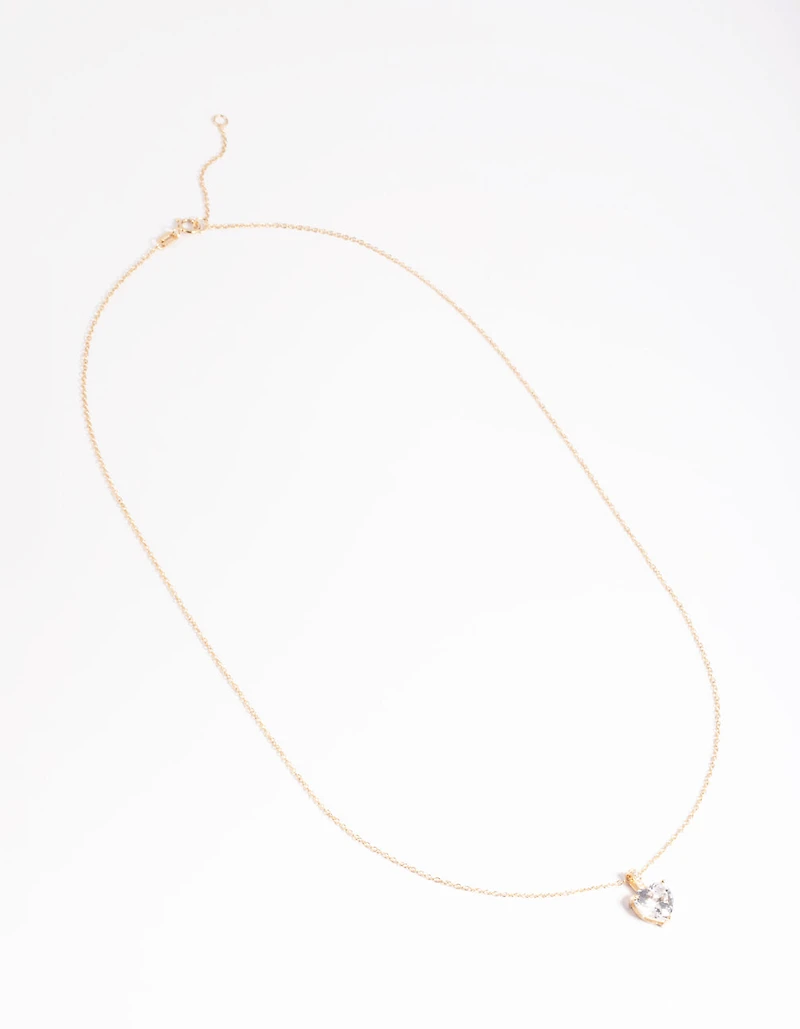 Gold Plated Sterling Silver Cubic Zirconia Heart Necklace