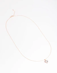 Rose Gold Plated Sterling Silver Cubic Zirconia Heart Necklace