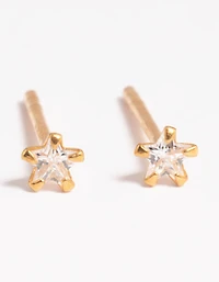 Gold Plated Sterling Silver Star Stud Earrings