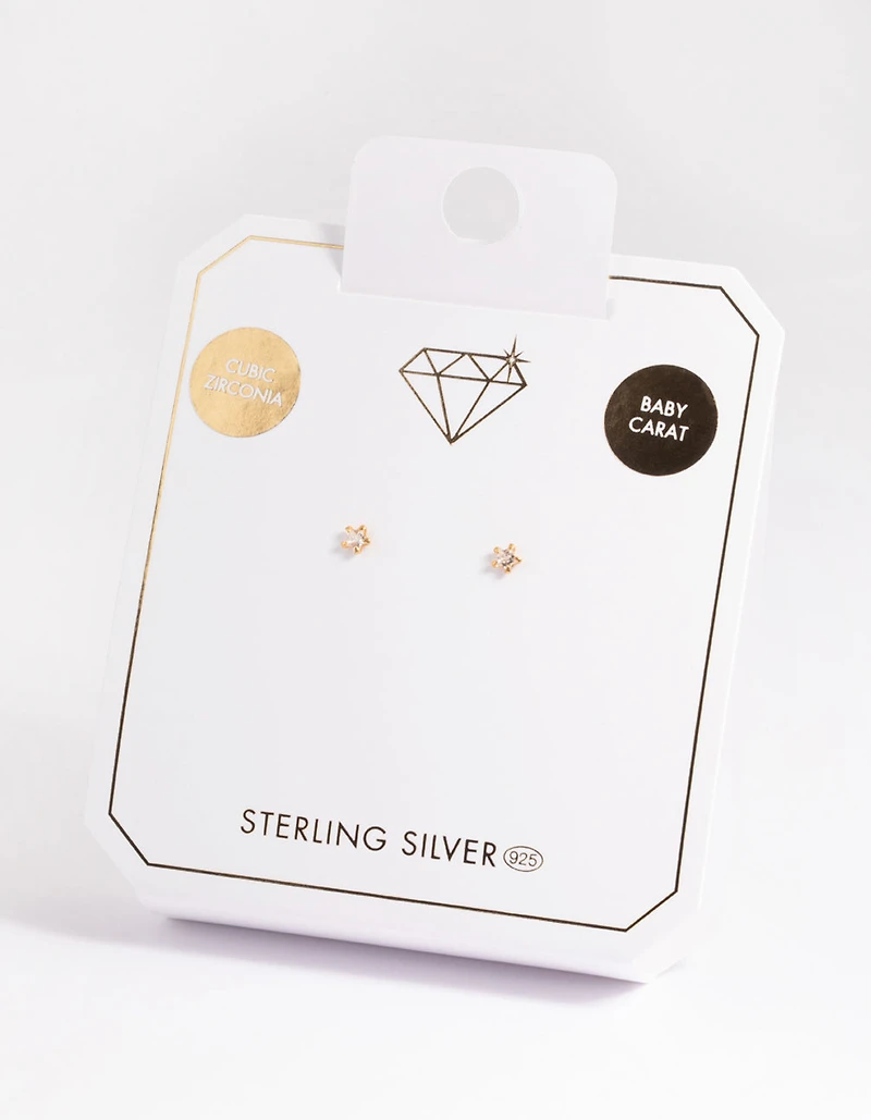 Gold Plated Sterling Silver Star Stud Earrings