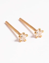Boucles d'oreilles puces en argent sterling plaqué or en forme d'étoile