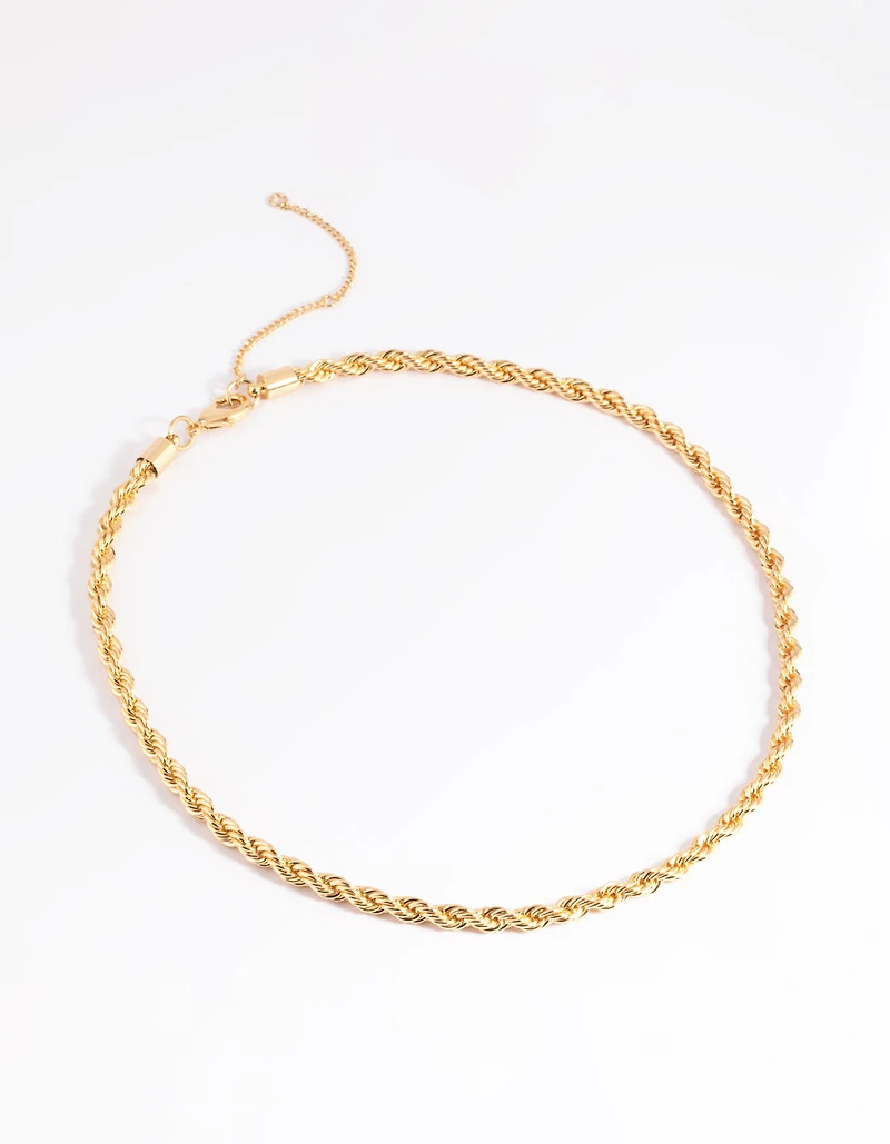 Gold Plated Rope Chain Necklace