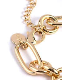Gold Plated Rectangle Link Bracelet