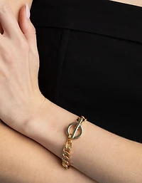 Gold Plated Brass Chunky Fob Bracelet