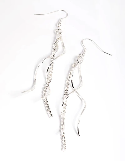 Silver Cup Chain & Twist Drop Earrings