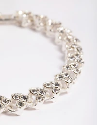 Silver Diamante Heart Clasp Bracelet