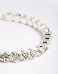 Silver Round Diamante Open Wrist Cuff