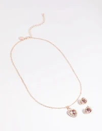 Heart Necklace & Earrings Set