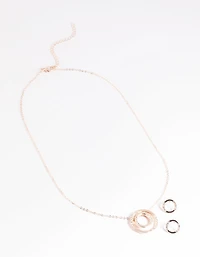 Gold Diamante Circle Necklace & Earrings Set