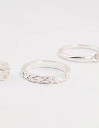 Silver Stone & Braid 5-Pack Rings