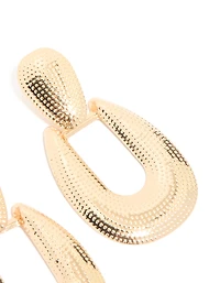 Gold Dot Textured & Drop Earrings