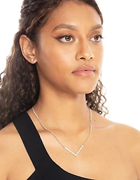 Silver Cubic Zirconia Necklace & Stud Earrings