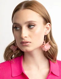 Pink Frosted Flower Drop Earrings