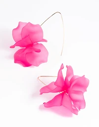 Fuchsia Frosted Flower Drop Earrings