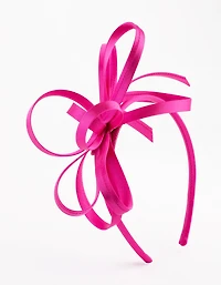 Pink Satin Fabric Looped Fascinator Headband