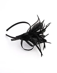 Black Petal Looped Mesh Sinamay Fascinator