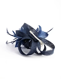 Navy Sinamay Ribbon Box Clip