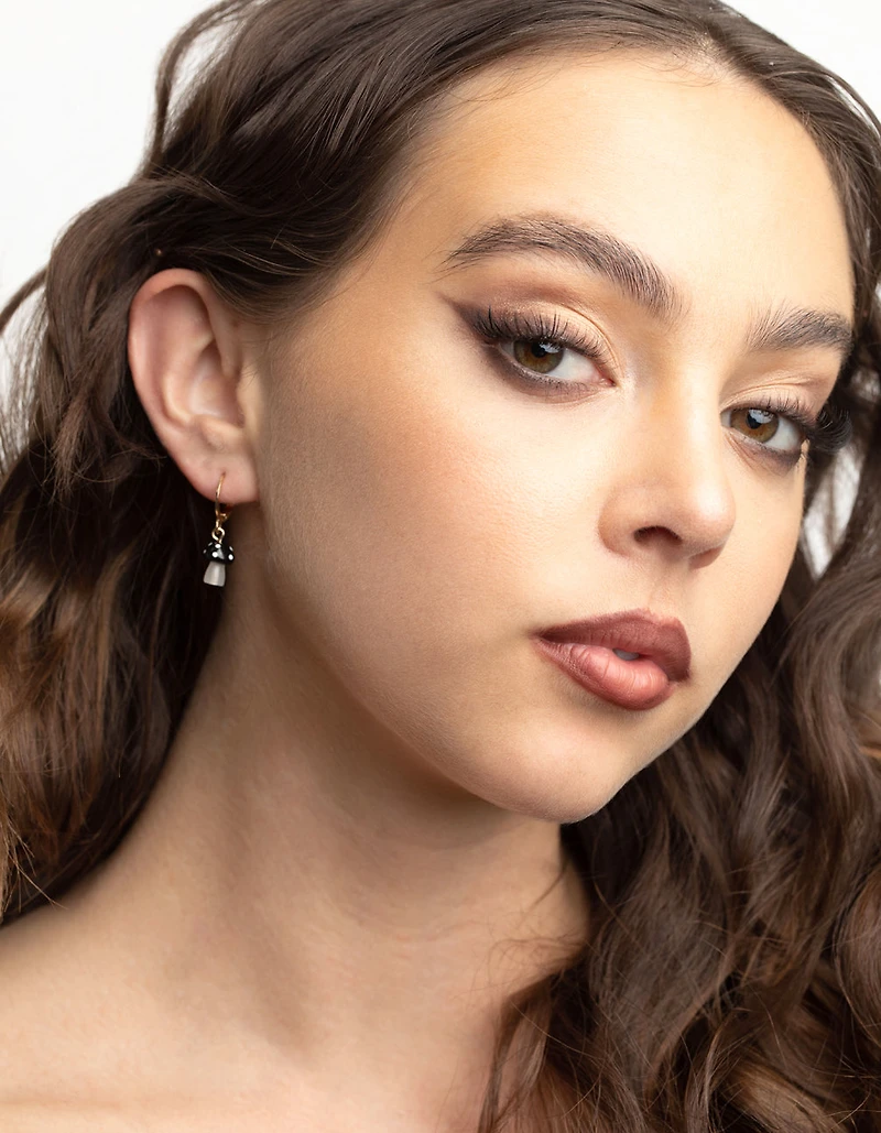 Gold Mini Mushroom Huggie Earrings