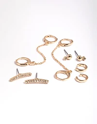 Gold Chain Huggie Hoop Earring 4-Pack