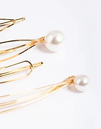 Gold Pearl Teardrop Clip 4-Pack