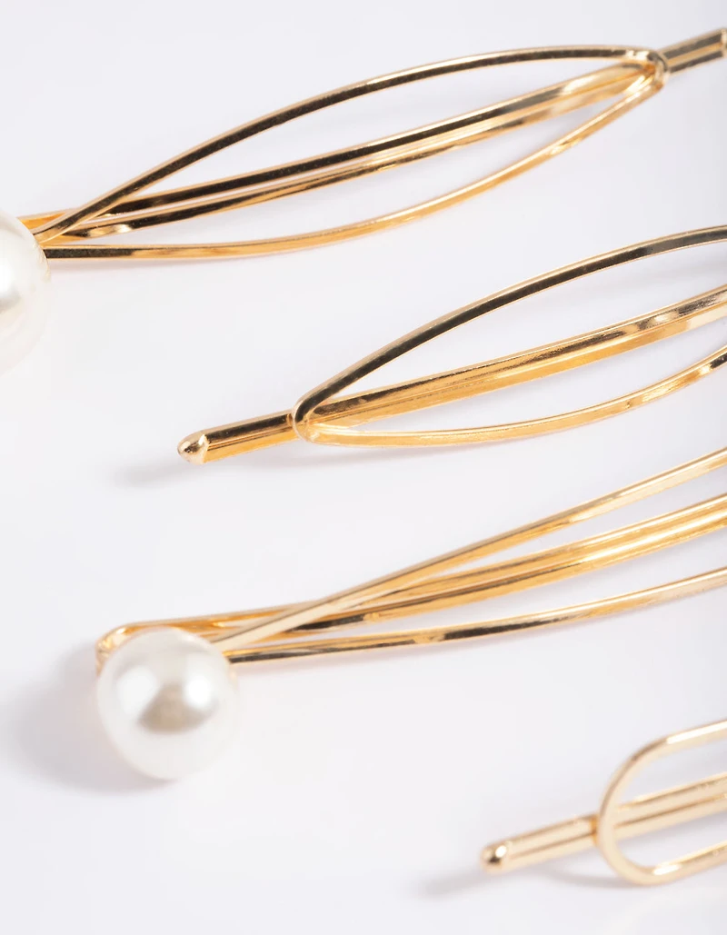 Gold Pearl Teardrop Clip 4-Pack