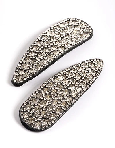 Diamante Teardrop Snap Clip Pack