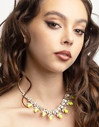 Gold Diamante Neon Statement Necklace